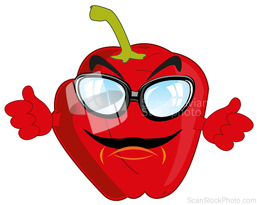 Image of Comic illustration red bulgarian pepper with eye and hand