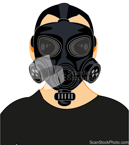 Image of Persons in defensive facility gas mask on person