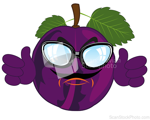 Image of Fruit plum cartoon on white background is insulated