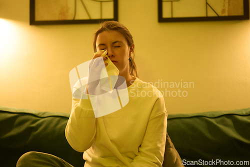 Image of Emotional Moment While Watching a Movie at Night