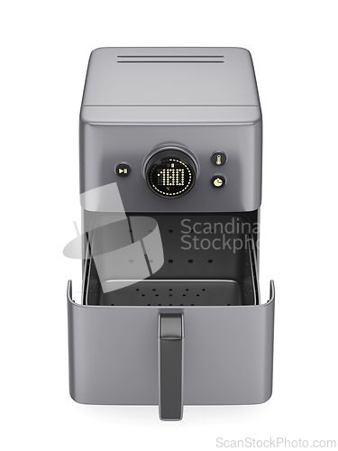 Image of Front view of empty air fryer