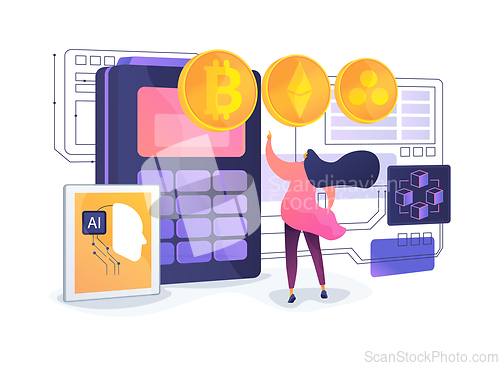 Image of Crypto Payment Terminal abstract concept vector illustration.