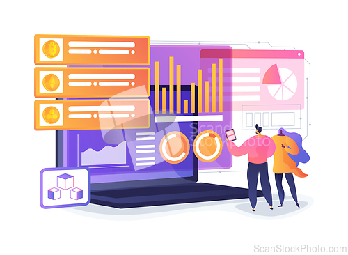 Image of Decentralized Finance Dashboard abstract concept vector illustration.