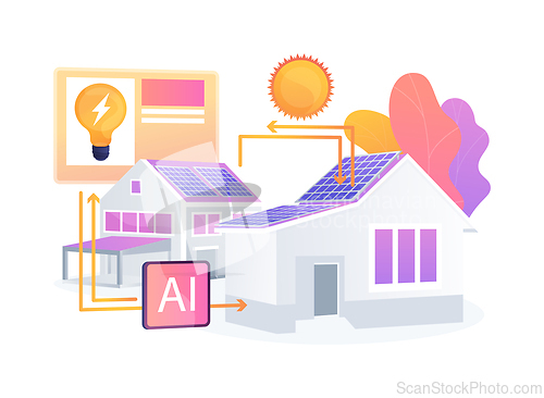 Image of Peer-to-Peer Energy Trading abstract concept vector illustration.