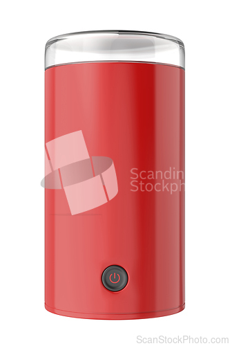 Image of Front view of red electric coffee grinder