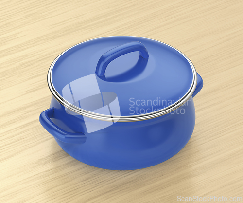 Image of Blue enamel cooking pot