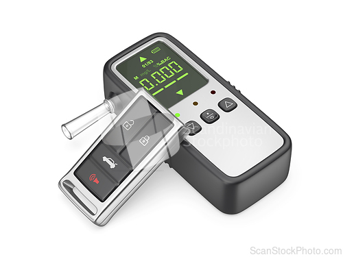 Image of Portable digital breathalyzer and car key