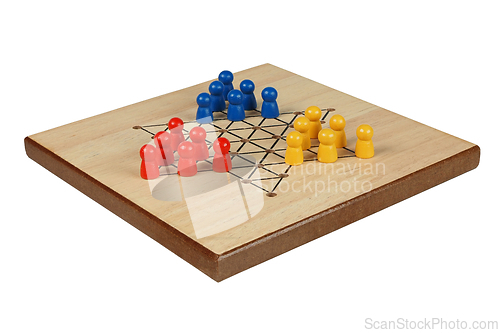 Image of Chinese Checkers Game Board With Pieces