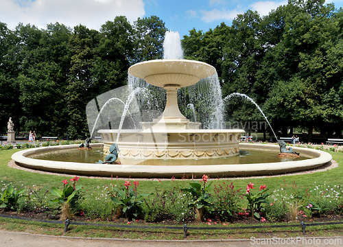 Image of Elegant Fountain in a Saxon Garden in Warsaw, Poland