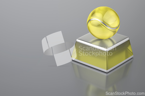Image of Yellow crystal trophy with tennis ball