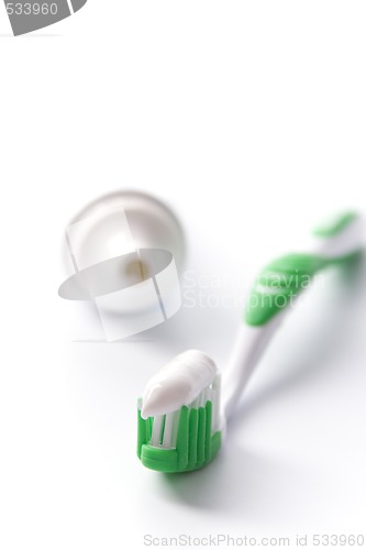 Image of toothpaste and toothbrush