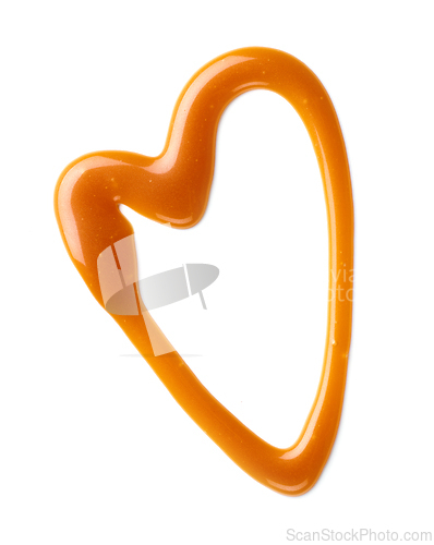 Image of heart shaped caramel sauce