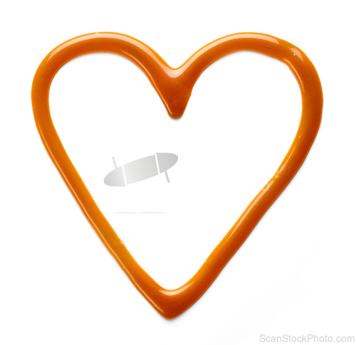 Image of heart shaped caramel sauce