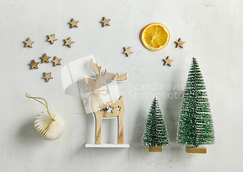 Image of christmas ornaments and decorations, Christmas card