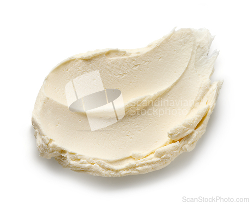 Image of fresh cream cheese isolated on white background