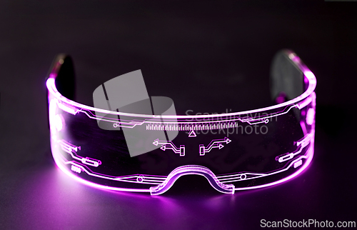 Image of glowing purple futuristic glasses