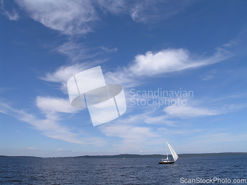 Image of sailing boat on Lake Onega in summer