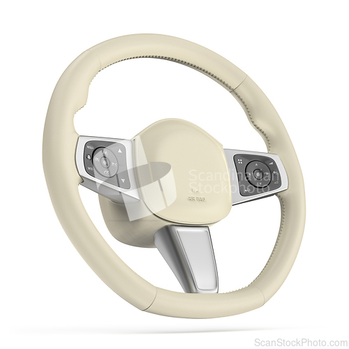 Image of Beige leather steering wheel