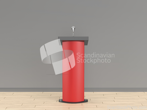 Image of Empty rostrum with microphone in room
