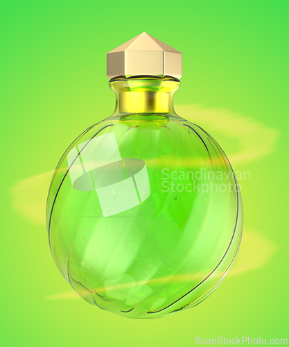 Image of Magic potion bottle with a golden cap