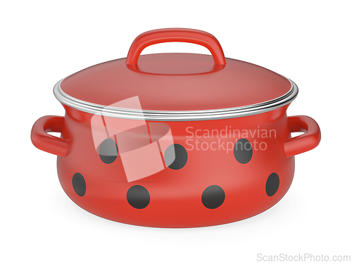 Image of Red enamel cooking pot