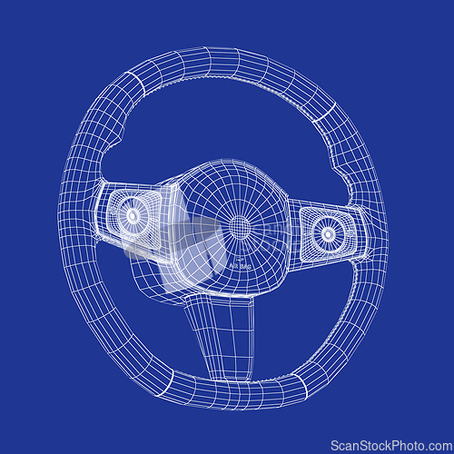 Image of 3D model of a car steering wheel