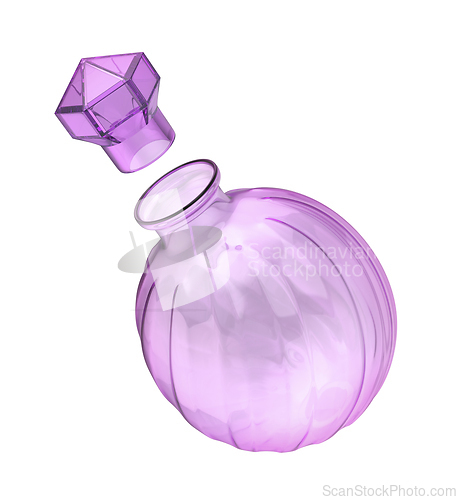 Image of Empty decorative purple glass bottle
