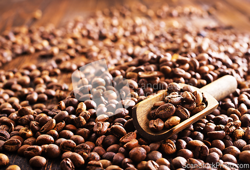 Image of Coffee beans background. Coffee close up texture.