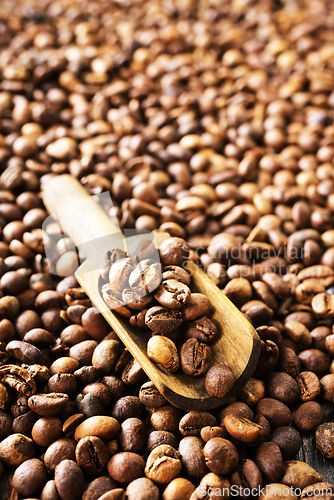 Image of Coffee beans background. Coffee close up texture.