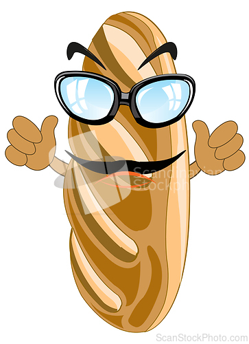 Image of Long loaf of bread cartoon on white background is insulated