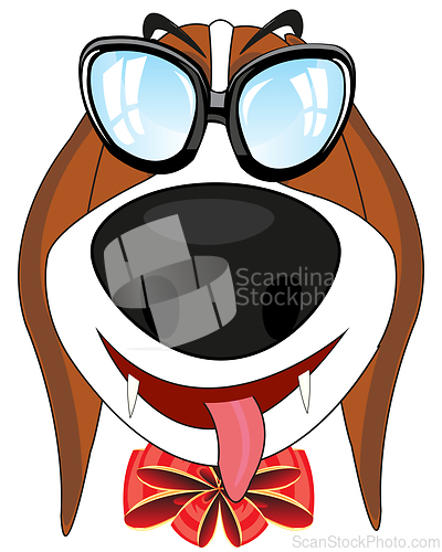 Image of Portrait cartoon fashionable home animal dog bespectacled