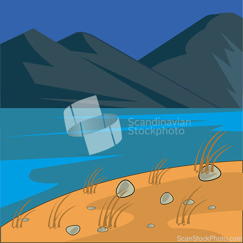 Image of Beautiful landscape of the high mountains and lake