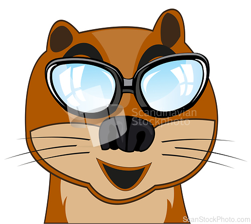 Image of Portrait of the mug animal marten bespectacled comic illustration