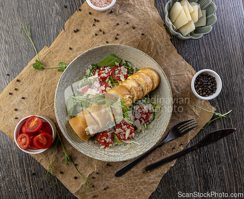 Image of Top view of roll omelette