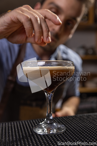 Image of Freshly mixed espresso martini cocktail