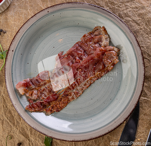 Image of Fried bacon piece for breakfast