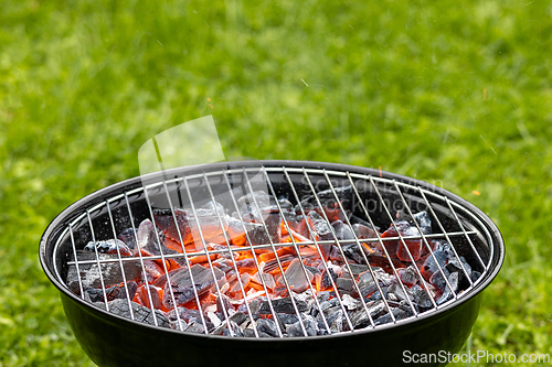 Image of empty burning charcoal grill