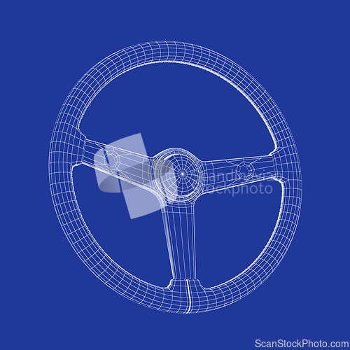 Image of 3D model of a vintage car steering wheel
