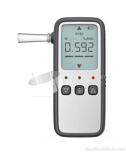 Image of Front view of digital breathalyzer displaying high blood alcohol