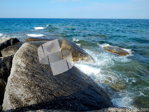 Image of Rocky shore of the Caspian Sea.