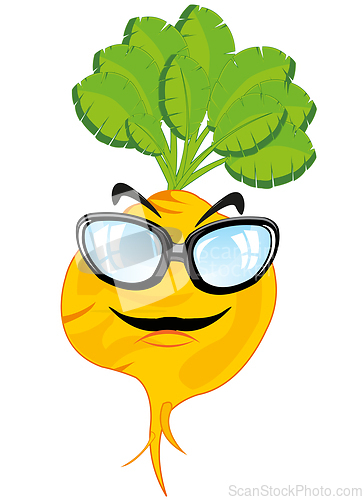 Image of Vegetable turnip cartoon on white background is insulated