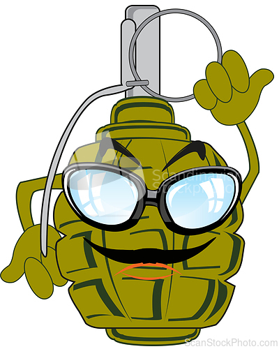Image of Weapon grenade cartoon on white background is insulated