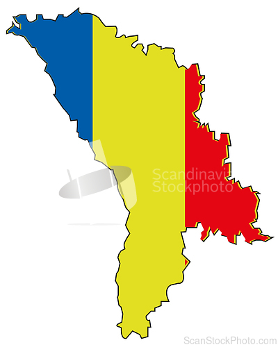 Image of Republic Moldova card in colour of the national flag