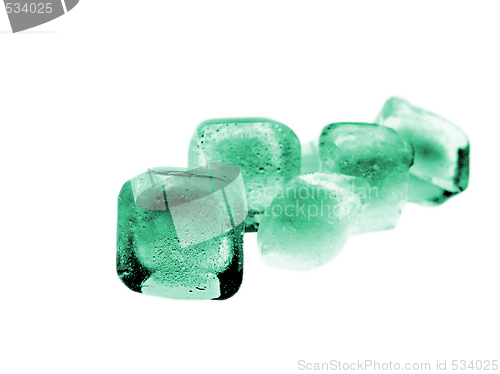 Image of Green Colored Ice Cubes