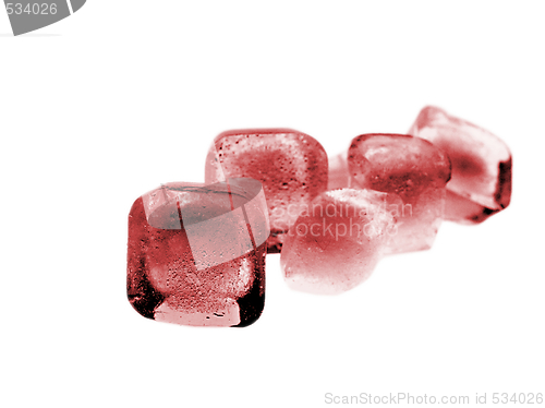 Image of Red Colored Ice Cubes