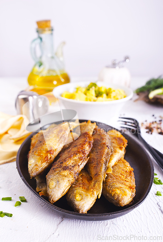 Image of Fish fried with lemon and aroma spice