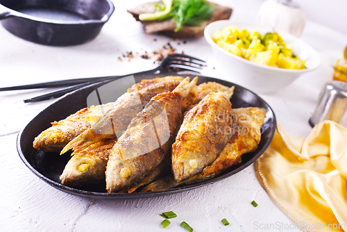 Image of Fish fried with lemon and aroma spice