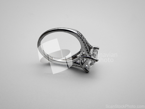 Image of Silver ring with a stone.