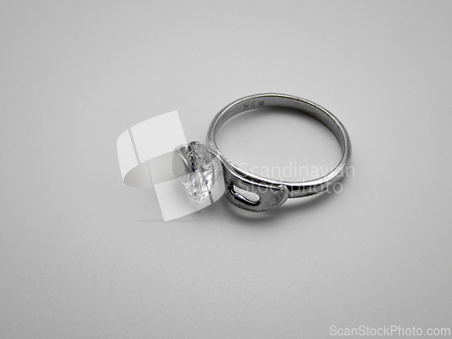 Image of Silver ring with a stone.