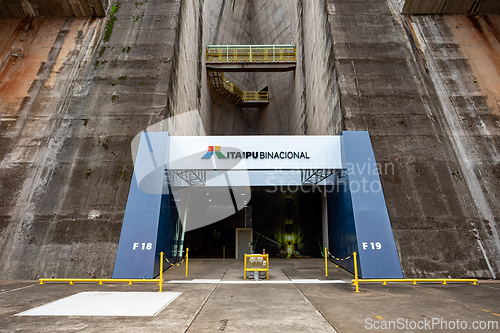Image of Main service entrance into the concrete structure of the Itaipu Dam. Itaipu Binacional, Brazil